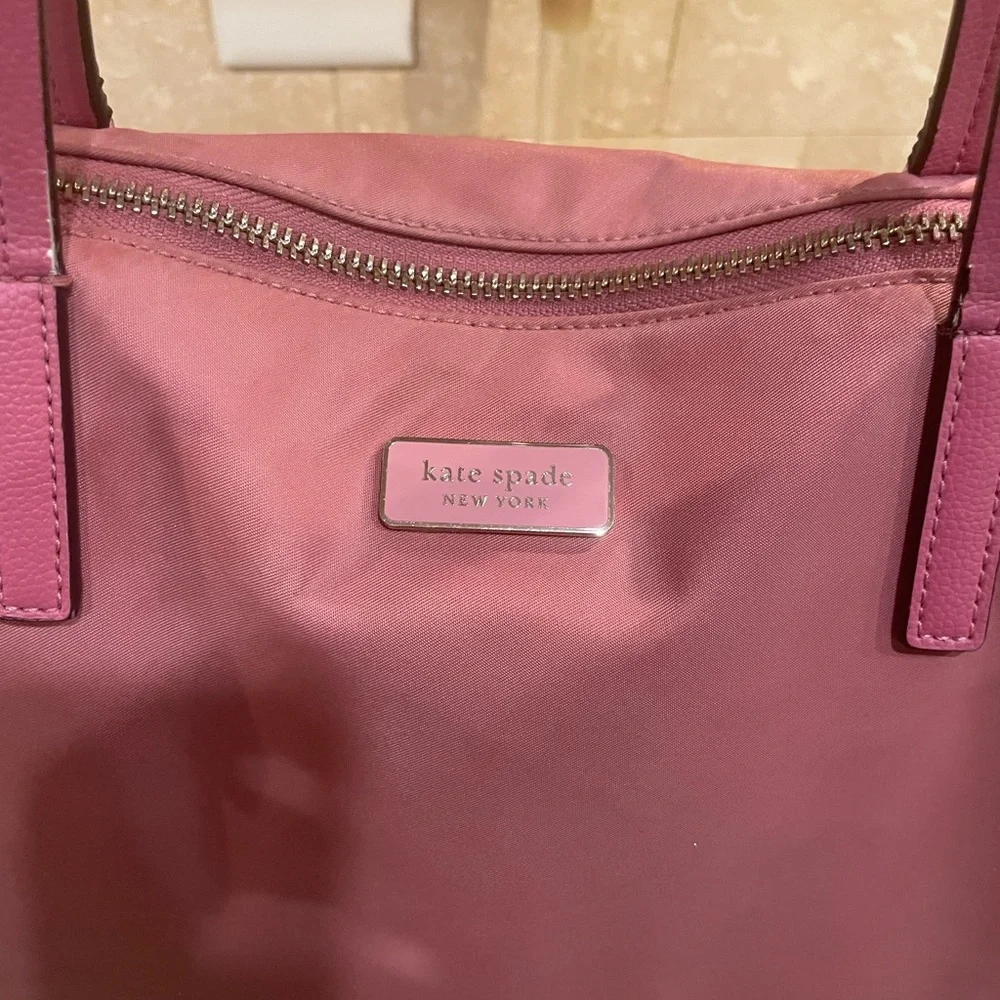 Kate Spade Medium Nylon Hayden Top d Tote, Pink, Zipper Closure - Picture 5 of 11